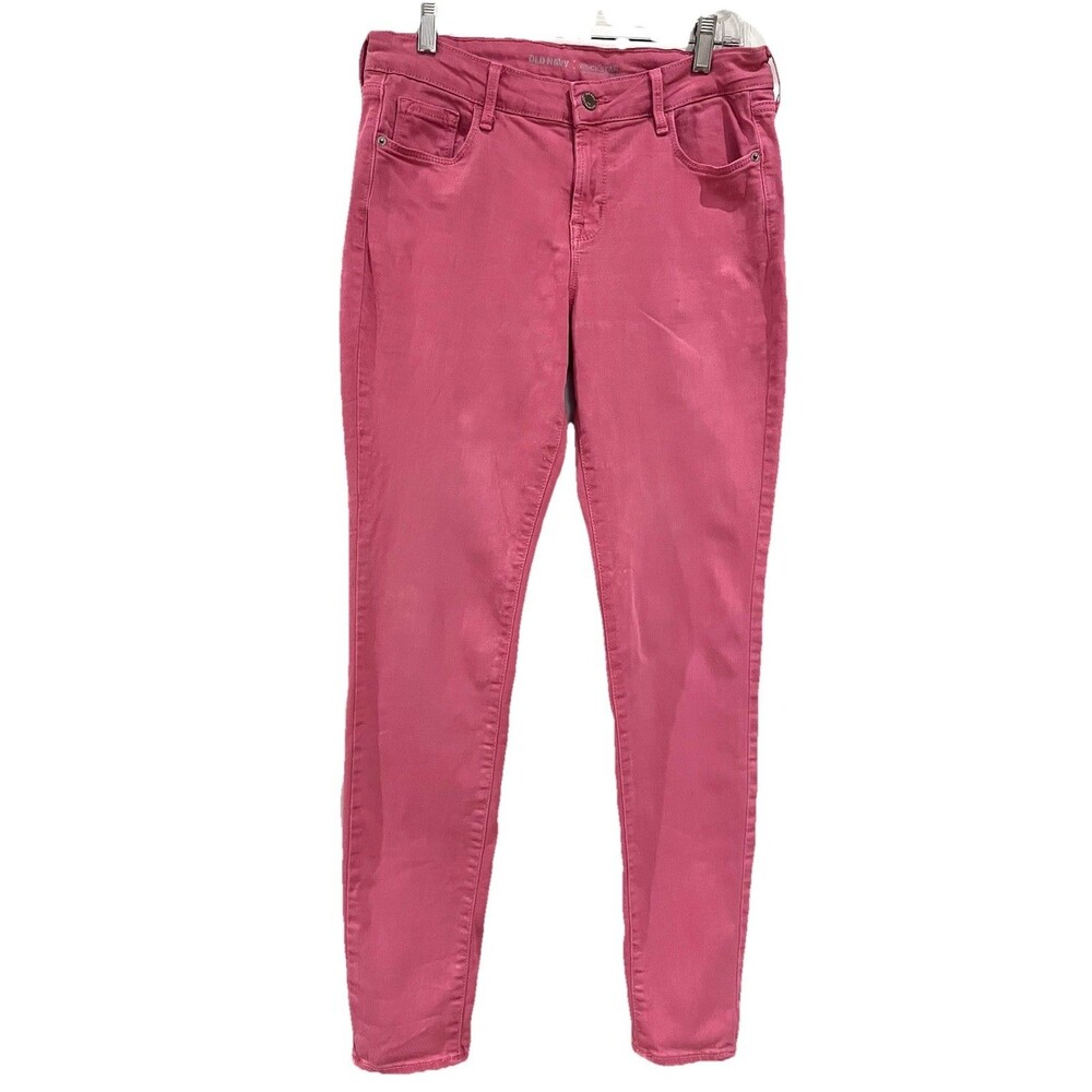 Womens Size 4 (Small) Old Navy Rockstar Mid-rise Strawberry Pink Jeans Stretch